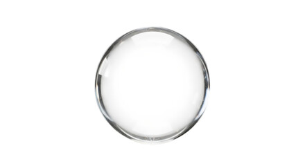 Transparent water bubble isolated on transparent background, a clear and shiny sphere of liquid with a clean and simple design, perfect for abstract and decorative purposes
