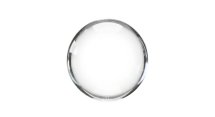 Transparent water bubble isolated on transparent background, a clear and shiny sphere of liquid with a clean and simple design, perfect for abstract and decorative purposes
