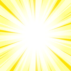 Abstract Bumblebee Yellow Sunburst Background with Glowing Light Rays. Yellow Glowing Effect Sunburst Background for Presentation, Banner, Poster, Flyer, Sales. Pop Art Background for Summer Themes.