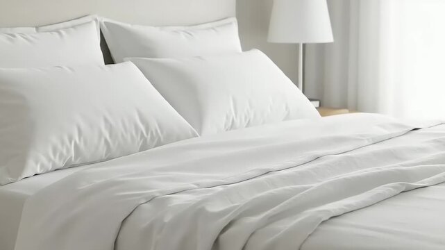 White bedding set on a bed