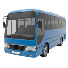 Compact blue mini bus isolated on clean white background. Ideal for transport, travel, delivery, or vehicle mockup design.