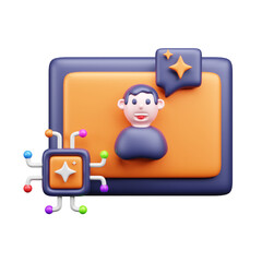 AI tech 3d ui icon