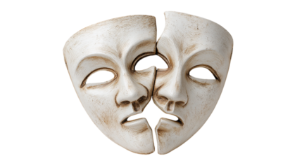 Cracked Drama Mask Symbolizing Inner Turmoil and Conflict