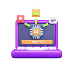 AI tech 3d ui icon