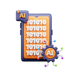 AI tech 3d ui icon