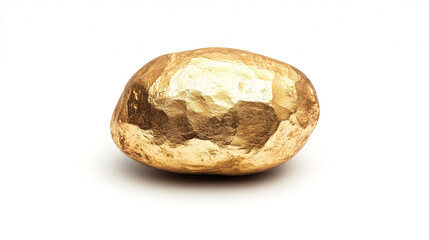 Obraz premium Uneven golden potato with glossy texture on a white background