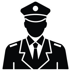 Black silhouette of a uniformed officer wearing a cap and tie police officer