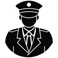 Black silhouette of a uniformed officer wearing a cap and tie police officer
