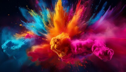 vibrant explosion of colored powder in abstract artistic composition concept particles smoker playful burst