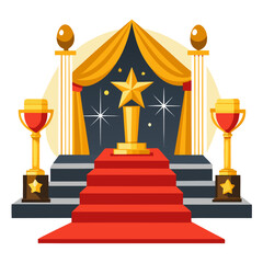 Colorful awards ceremony stage with spotlight and audience