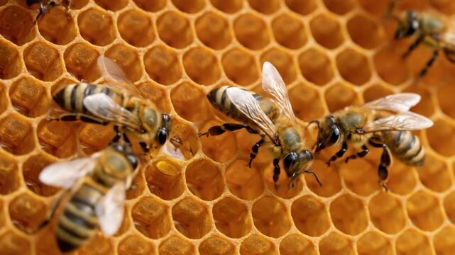 Abeilles travaillant sur la ruche
