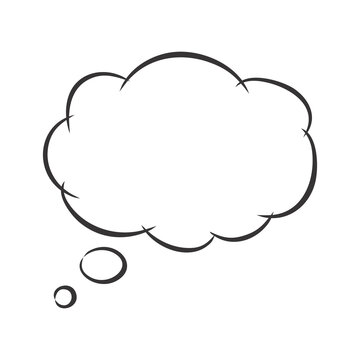 Cartoon-style speech bubble cloud on transparent background