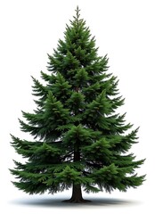 Fototapeta premium Full Evergreen Fir Tree with Green Needles and Brown Trunk pine spruce