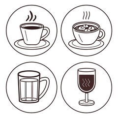 Obraz premium Hot drinks icons tea cocoa cider vector