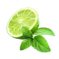 Fresh lime slice with mint leaves