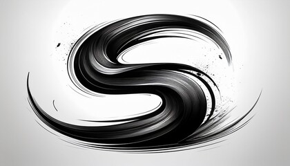 creative black brushstroke letter s design for artistic branding
