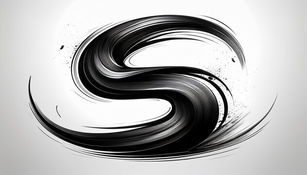 creative black brushstroke letter s design for artistic branding