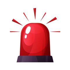 Siren emergency signal, flashing alarm. Red lamp police, ambulance or rescue urgent warn. Attention flasher alert.  © Alyona