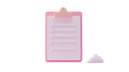 3D white clipboard with task management layout on white background
