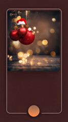 Christmas Card with Red Ornaments 