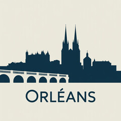 Obraz premium Orleans Skyline Silhouette - Historic Loire Valley in France Vector Illustration in Black and White