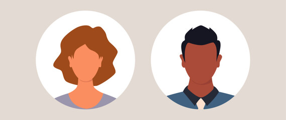 Vector flat illustration. Avatar, user profile, face icon, gender neutral silhouette, profile picture in color. Suitable for social media profiles, icons, splash screens and as a template.