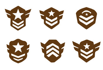 Colored Vector Rank Badges in a Clean Silhouette Style, Editable Formats: AI, EPS, JPG, PNG, Ideal for Both Digital and Print Use
