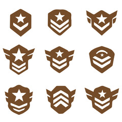 Colored Vector Rank Badges in a Clean Silhouette Style, Editable Formats: AI, EPS, JPG, PNG, Ideal for Both Digital and Print Use
