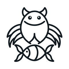 vector illustration of cartoon fish