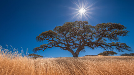 Afternoon heat waves above savannah grass