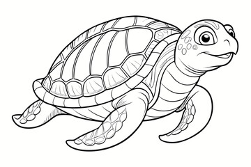 coloring page line art the loggerhead turtle black vector