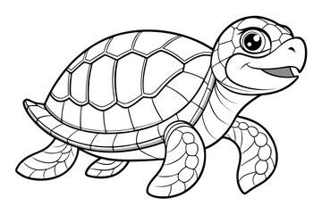 coloring page line art the loggerhead turtle black vector