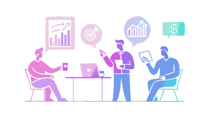 Business meeting strategy planning presentation teamwork collaboration analysis and financial growth concept