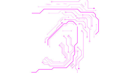 Computer motherboard vector background with circuit board electronic elements.girl in a dress