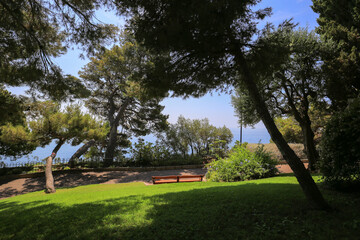 Walkway in Monaco park in summer