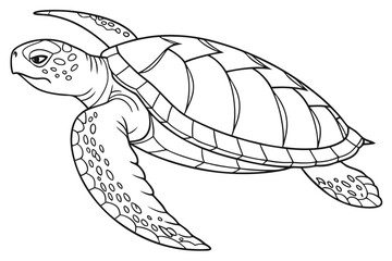 Naklejka premium coloring page line art the softshell turtle black vector