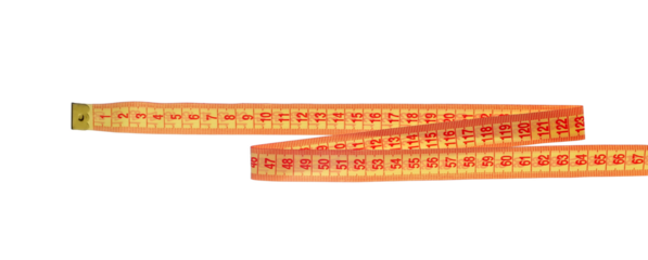 Yellow metric measuring tape flying, isolated on white background, clipping path	