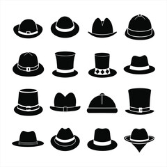 Collection of Black and White Hat Vector Designs in Various Styles