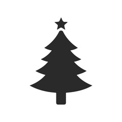 Fototapeta premium Minimalist black christmas tree icon with star