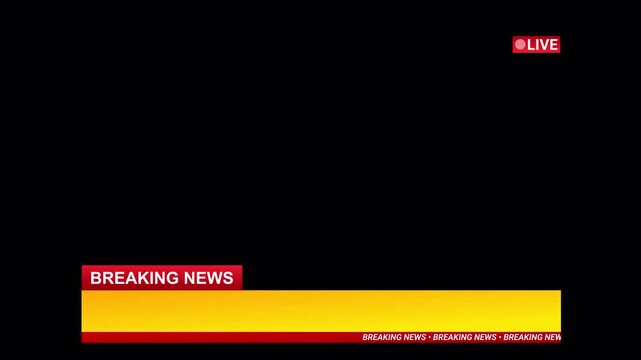 News lower third background overlay template with green screen, TV broadcast style animation for breaking news or live updates
