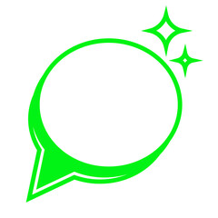 green circle speech bubble frame and sparkle