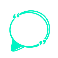 green circle speech bubble frame and quotation marks
