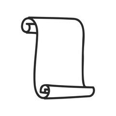Simple black and white scroll icon on white background