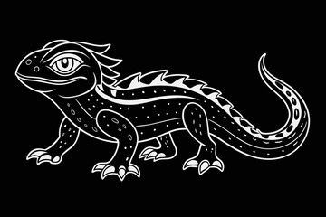 coloring page line art the night lizard black vector