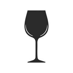 Black silhouette of wine glass on white background