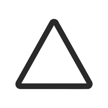 Minimalist black triangle outline on white background