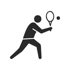 Silhouette icon of a person playing tennis with racket