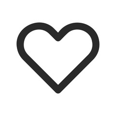 Simple black heart symbol on white background