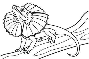 coloring page line art the frilled lizard black vector