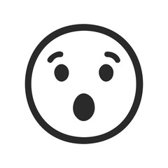 Fototapeta premium Simple black and white surprised face emoji with open mouth